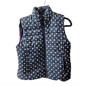 ANN TAYLOR LOFT Black & White Polka Dot Puffer Vest - Size Medium